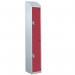 Steel Splash Locker with Slopingtop 1800.300.450 - 2 Compartments - Red Doors 414975