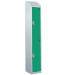 Steel Splash Locker with Slopingtop 1800.300.450 - 2 Compartments - Green Doors 414976
