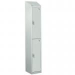 Steel Splash Locker with Sloping Top 1800.300.450 - 2 Compartments - Light Grey Doors 414977