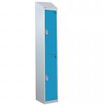 Steel Splash Locker with Sloping Top 1800.300.450 - 2 Compartments - Light Blue Doors 414978