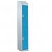 Steel Splash Locker with Sloping Top 1800.300.450 - 2 Compartments - Light Blue Doors 414978