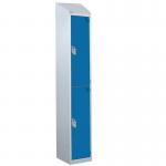 Steel Splash Locker with Slopingtop 1800.300.450 - 2 Compartments - Blue Doors 414979
