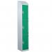 Steel Splash Locker with Slopingtop 1800.300.450 - 3 Compartments - Green Doors 414982