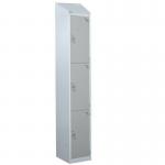 Steel Splash Locker with Sloping Top 1800.300.450 - 3 Compartments - Ligh Tgrey Doors 414983