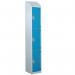 Steel Splash Locker with Sloping Top 1800.300.450 - 3 Compartments - Light Blue Doors 414984