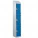 Steel Splash Locker with Slopingtop 1800.300.450 - 3 Compartments - Blue Doors 414985