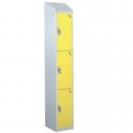 Steel Splash Locker with Slopingtop 1800.300.450 - 3 Compartments - Yellow Doors 414986