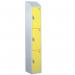Steel Splash Locker with Slopingtop 1800.300.450 - 3 Compartments - Yellow Doors 414986