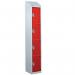Steel Splash Locker with Slopingtop 1800.300.450 - 4 Compartments - Red Doors 414987