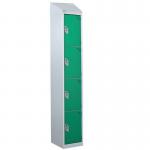 Steel Splash Locker with Slopingtop 1800.300.450 - 4 Compartments - Green Doors 414988