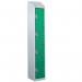 Steel Splash Locker with Slopingtop 1800.300.450 - 4 Compartments - Green Doors 414988
