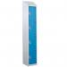 Steel Splash Locker with Sloping Top 1800.300.450 - 4 Compartments - Light Blue Doors 414990
