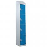 Steel Splash Locker with Slopingtop 1800.300.450 - 4 Compartments - Blue Doors 414991