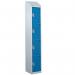 Steel Splash Locker with Slopingtop 1800.300.450 - 4 Compartments - Blue Doors 414991