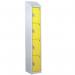 Steel Splash Locker with Slopingtop 1800.300.450 - 4 Compartments - Yellow Doors 414992