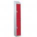 Steel Splash Locker with Slopingtop 1800.300.300 - 2 Compartments - Red Doors 414999