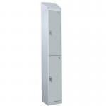 Steel Splash Locker with Sloping Top 1800.300.300 - 2 Compartments - Light Grey Doors 415001