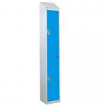 Steel Splash Locker with Sloping Top 1800.300.300 - 2 Compartments - Light Blue Doors 415002