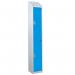 Steel Splash Locker with Sloping Top 1800.300.300 - 2 Compartments - Light Blue Doors 415002
