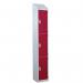 Steel Splash Locker with Slopingtop 1800.300.300 - 3 Compartments - Red Doors 415005