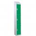 Steel Splash Locker with Slopingtop 1800.300.300 - 3 Compartments - Green Doors 415006