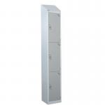 Steel Splash Locker with Sloping Top 1800.300.300 - 3 Compartments - Light Grey Doors 415007