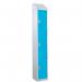Steel Splash Locker with Sloping Top 1800.300.300 - 3 Compartments - Light Blue Doors 415008