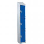 Steel Splash Locker with Slopingtop 1800.300.300 - 3 Compartments - Blue Doors 415009