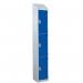 Steel Splash Locker with Slopingtop 1800.300.300 - 3 Compartments - Blue Doors 415009