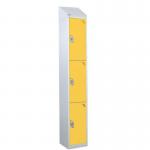 Steel Splash Locker with Slopingtop 1800.300.300 - 3 Compartments - Yellow Doors 415010