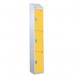 Steel Splash Locker with Slopingtop 1800.300.300 - 3 Compartments - Yellow Doors 415010