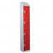Steel Splash Locker with Slopingtop 1800.300.300 - 4 Compartments - Red Doors 415011