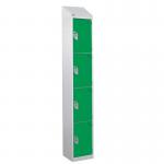 Steel Splash Locker with Slopingtop 1800.300.300 - 4 Compartments - Green Doors 415012