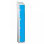 Steel Splash Locker with Sloping Top 1800.300.300 - 4 Compartments - Light Blue Doors 415014