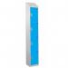 Steel Splash Locker with Sloping Top 1800.300.300 - 4 Compartments - Light Blue Doors 415014