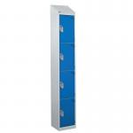 Steel Splash Locker with Slopingtop 1800.300.300 - 4 Compartments - Blue Doors 415015