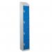 Steel Splash Locker with Slopingtop 1800.300.300 - 4 Compartments - Blue Doors 415015