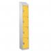 Steel Splash Locker with Slopingtop 1800.300.300 - 4 Compartments - Yellow Doors 415016