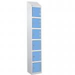 Laminate Splash Door Lockers Withsloping Top - 6 Compartment - Campanula Blue Doors 415017
