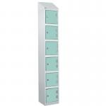 Laminate Splash Door Lockers Withsloping Top - 6 Compartment - Aquamarine Doors 415018