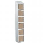 Laminate Splash Door Lockerswith Sloping Top - 6 Compartment - Oak Doors 415021