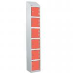 Laminate Splash Door Lockers Withsloping Top - 6 Compartment - Spectrum Red Doors 415022