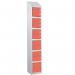 Laminate Splash Door Lockers Withsloping Top - 6 Compartment - Spectrum Red Doors 415022