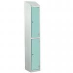 Laminate Splash Door Lockers Withsloping Top - 2 Compartment - Aquamarine Doors 415038