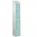 Laminate Splash Door Lockers Withsloping Top - 2 Compartment - Aquamarine Doors 415038