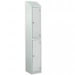 Laminate Splash Door Lockers Withsloping Top - 2 Compartment - Light Grey Doors 415039