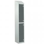 Laminate Splash Door Lockers Withsloping Top - 2 Compartment - Graphite Grey Doors 415040