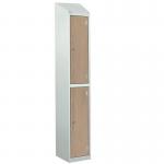 Laminate Splash Door Lockerswith Sloping Top - 2 Compartment - Oak Doors 415041
