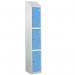 Laminate Splash Door Lockers Withsloping Top - 3 Compartment - Campanula Blue Doors 415047