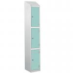 Laminate Splash Door Lockers Withsloping Top - 3 Compartment - Aquamarine Doors 415048